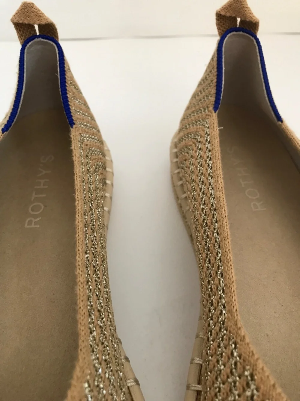 ROTHY'S The Espadrilles Gold Stripe Flats Size 8